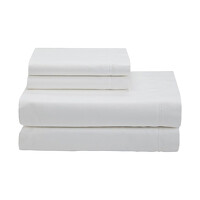Juego de S&aacute;bana Mat/Qs 180H 50/50 alg-pol liso blanco 260 cm x 290 cm Plus*
